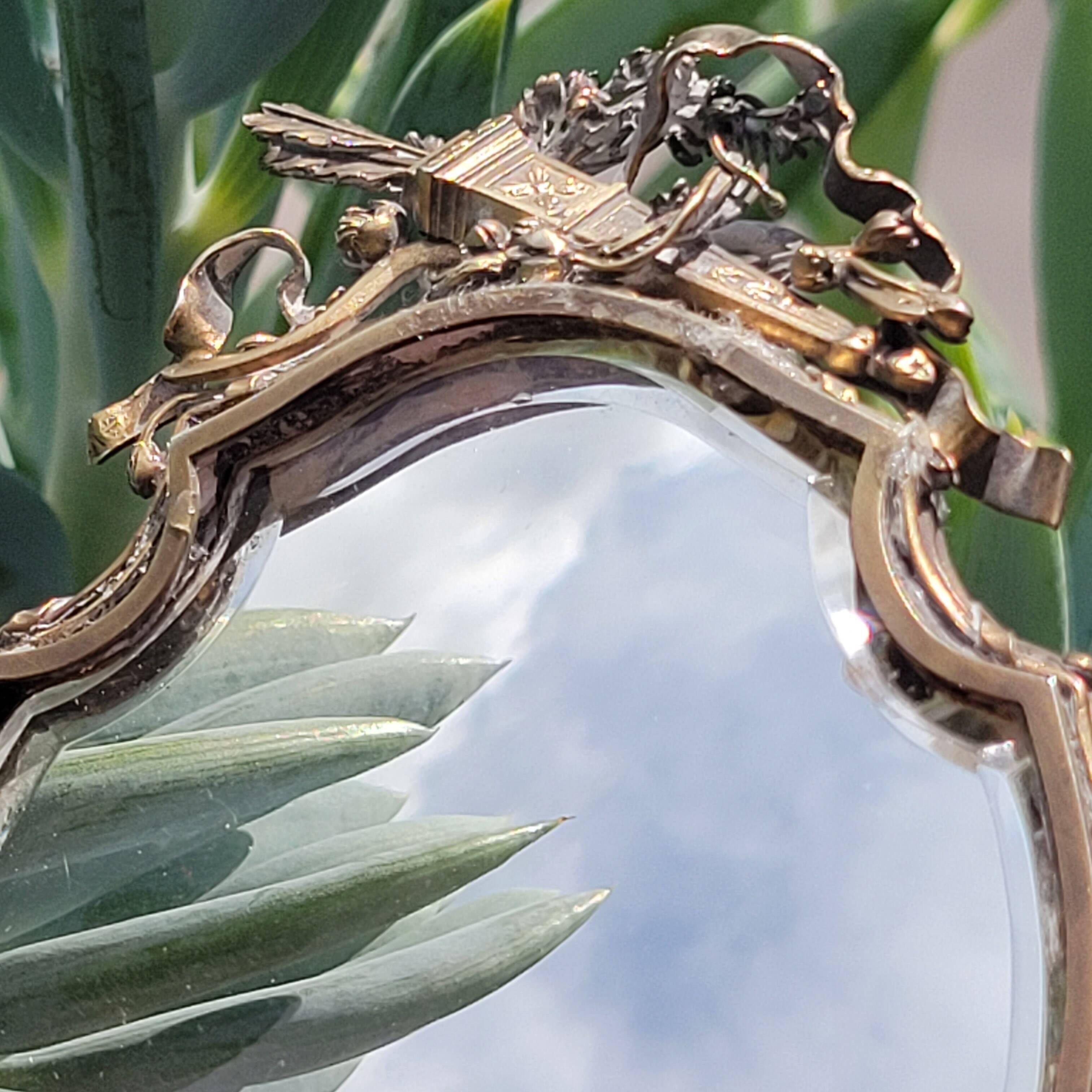 old double-sided hand-held mirror Henri Auguste SOLIÉ 1900