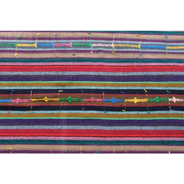 Vintage Turkish Hand-Knotted Wool Cotton Pink Kilim Area Rug 170x245