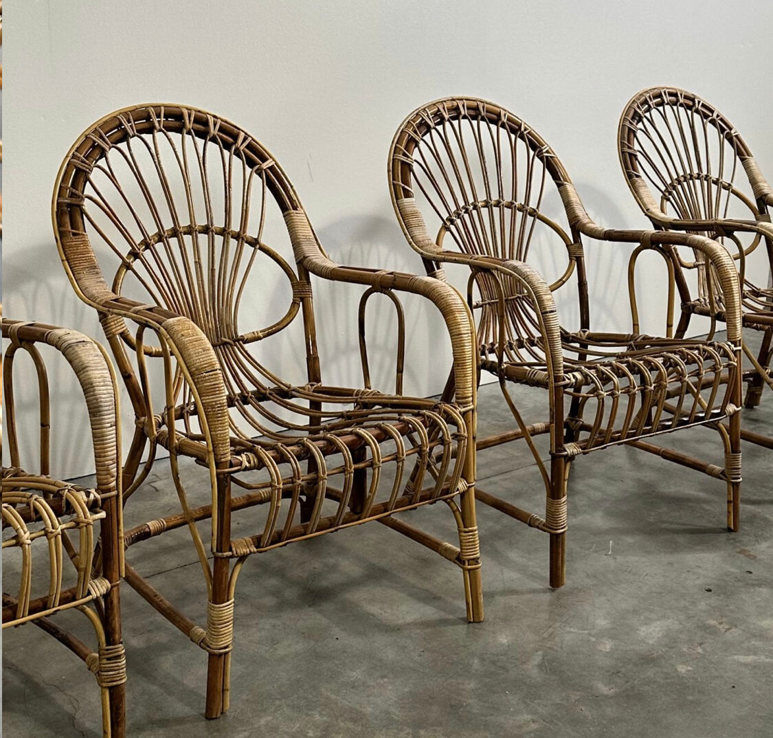 6 rattan armchairs