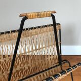 Wicker and metal magazine rack