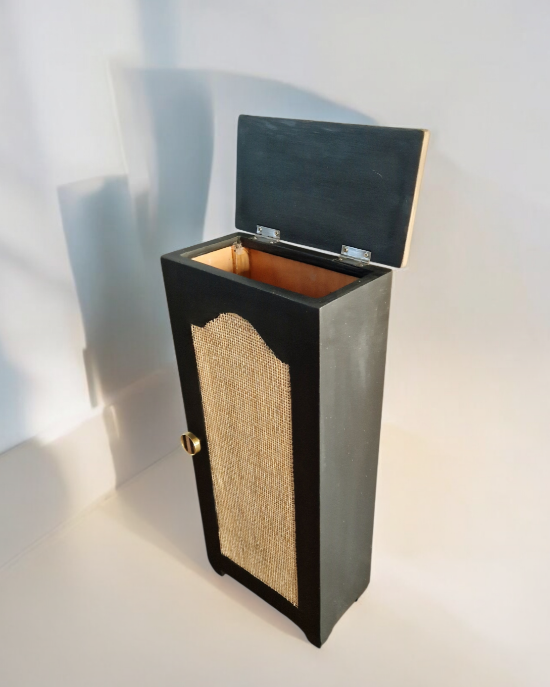 Wooden chest with caning