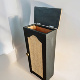 Wooden chest with caning