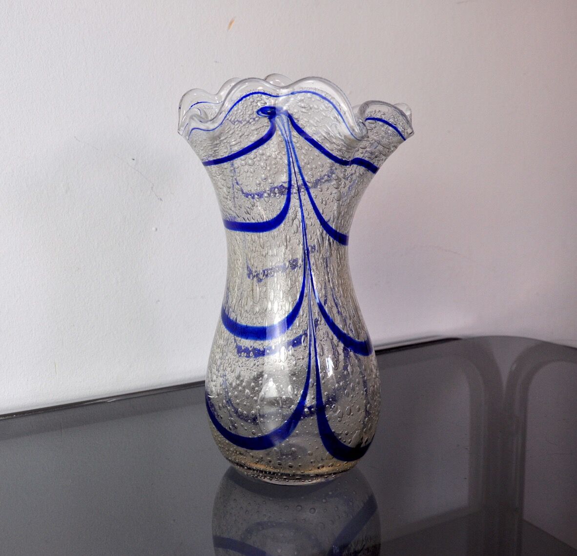 Blue seguso vase in murano glass, Italy, 1960