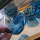 8 lagoon blue cups – 1970s, retro shine