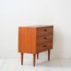 Table de chevet scandinave vintage en teck avec trois tiroirs