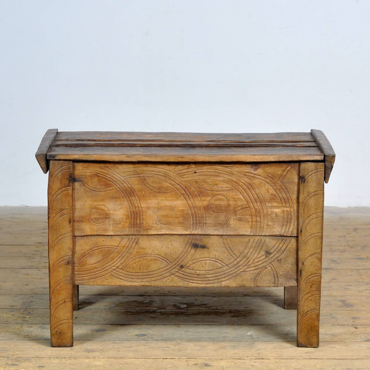 Antique beech shepherd's chest, 1850s