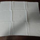 Antique damask linen tablecloth, five napkins, 180 x 170 cm, BC monogram