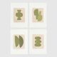 Collection of 4 abstract paintings in sage green signed Eawy.