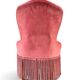Vintage pink velvet fringed armchair