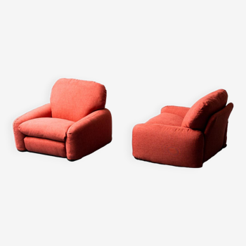 Paire de fauteuils piumotto arrigoni busnelli 70s vintage moderne