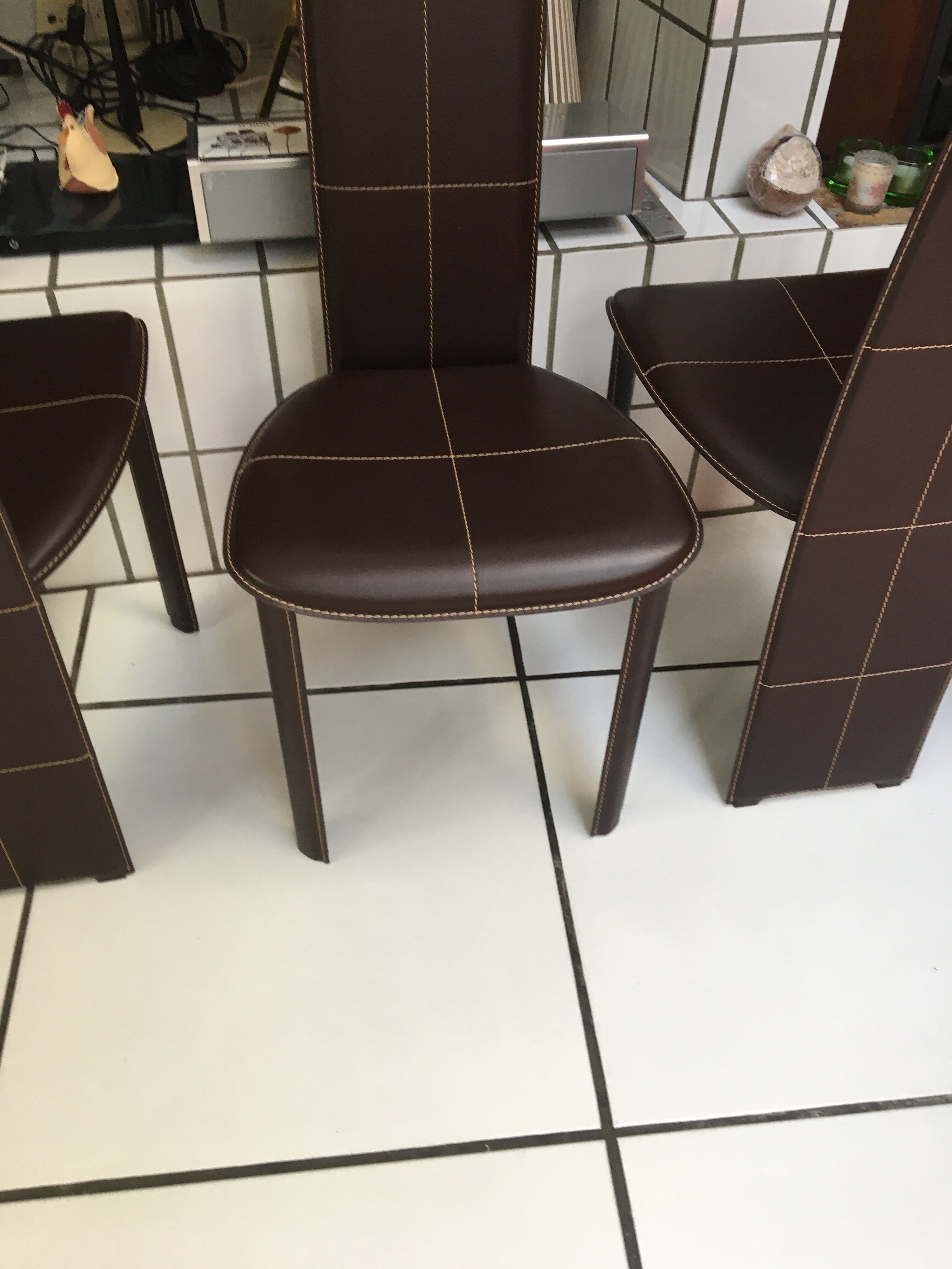 Set of 4 leather chairs from Frag for ROCHE BOBOIS