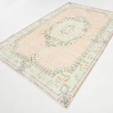 Soft Peach Muted Wool Vintage Rug For Home Decor, 184x292 Cm