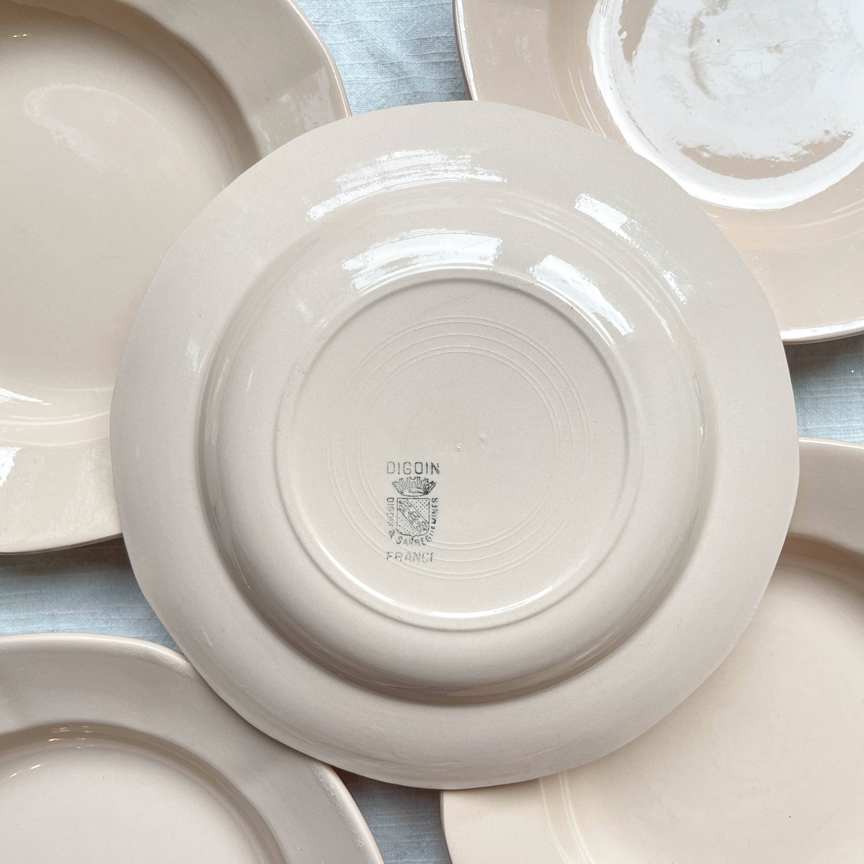 5 Vintage Rose Porcelain Soup Plates Digoin Sarreguemines