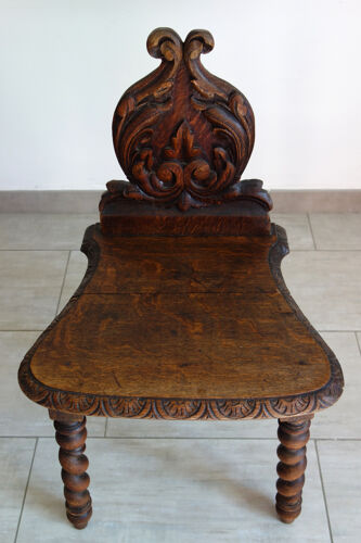Chaise bois sculpté art populaire fin 19ème