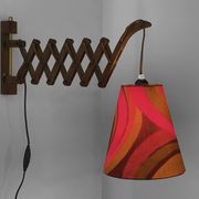 Wall lamp/scissor lamp with new shade from repurposed 1960s printed fabric by Metsovaara . Sweden 19