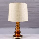 Metallic Amber Glass Table Lamp by Gustav Leek for Orrefors, 1960s