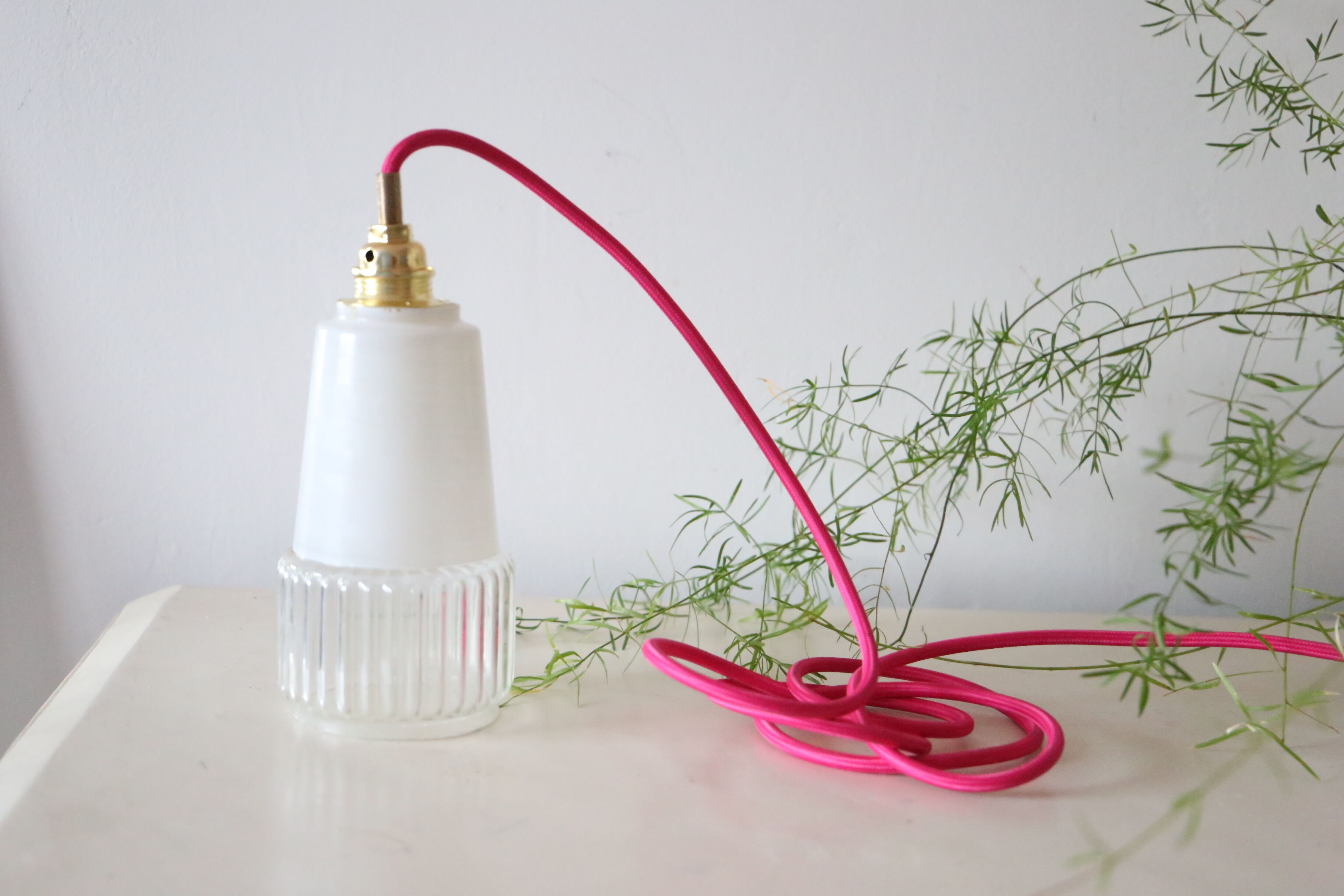 Vintage glass hanging lamp