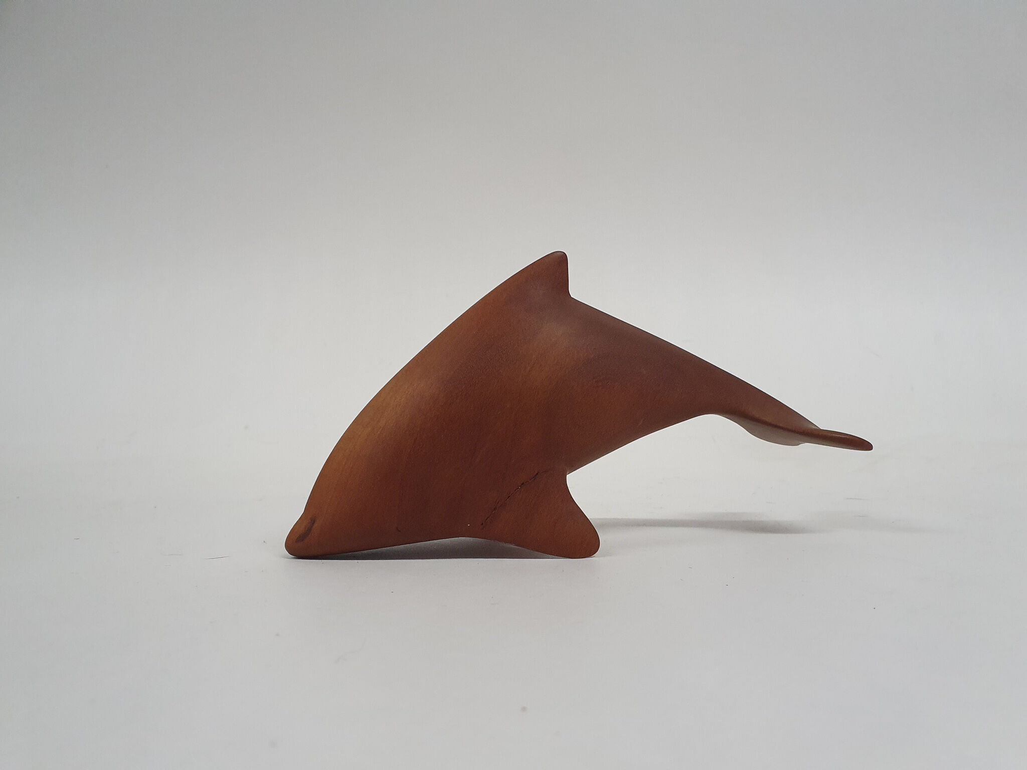Scandinavian modern solid teak dolphin sculpture, 1950's