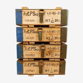Vintage wooden industrial boxes (4) - industrial - steel, wood, textile