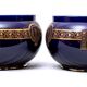 Pair of pot covers - signed and numbered sarreguemines - dark cobalt blue - xixth
