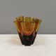 Beautiful ‘folded’ vase in amber-coloured glass. 1980-90s Finland