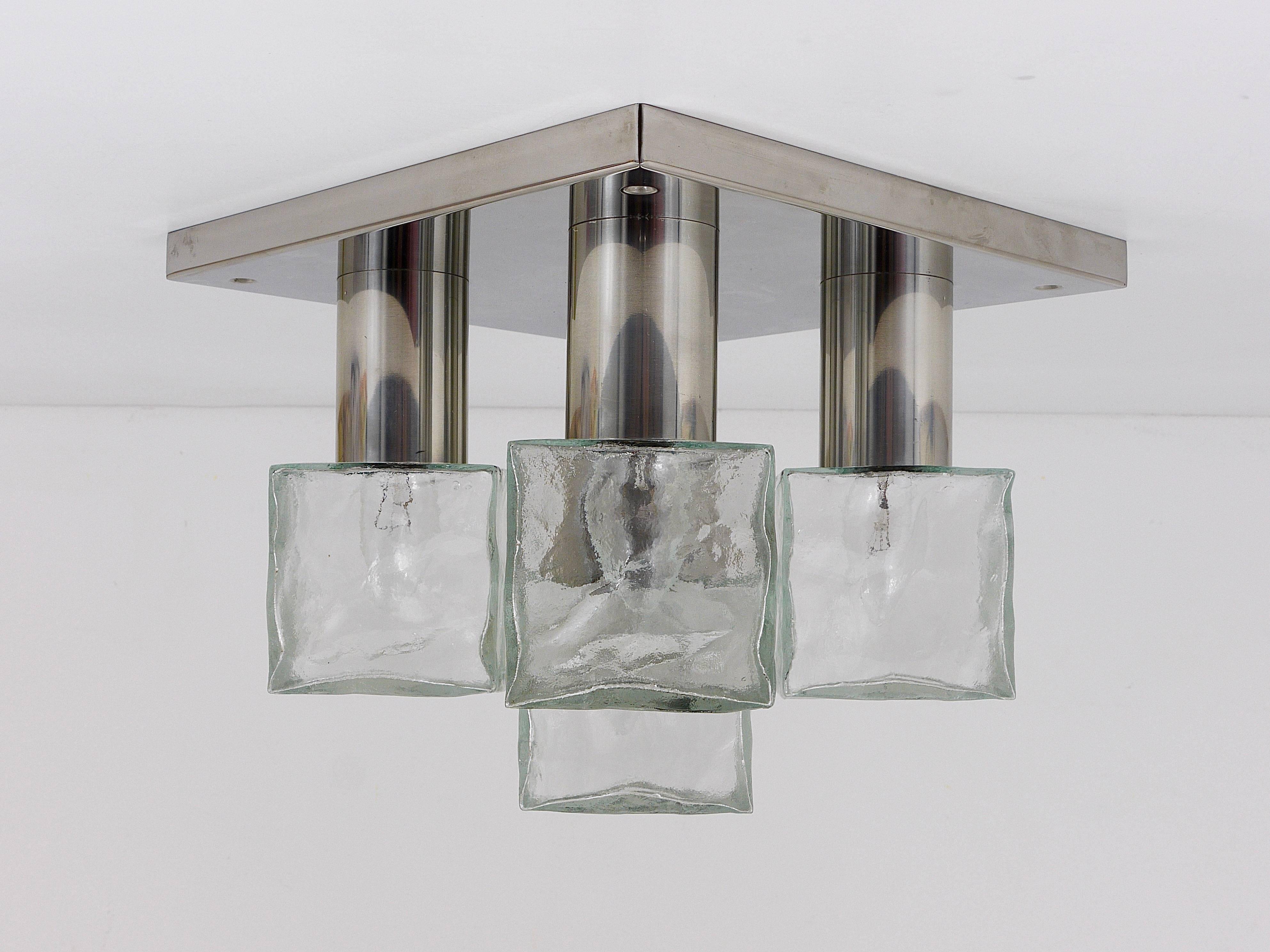 Ceiling light or wall sconce J.T. Kalmar in cubic glass, Austria, 1960s.