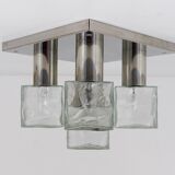 Ceiling light or wall sconce J.T. Kalmar in cubic glass, Austria, 1960s.