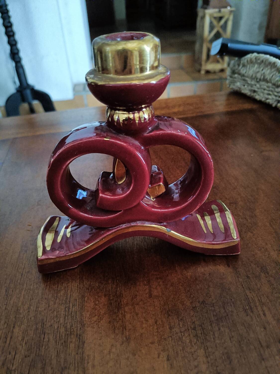 Art deco candle holder. Bordeaux