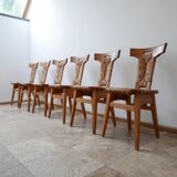 Ensemble de chaises de salle à manger hollandaises d’arts et d’artisanat par W Kuyper