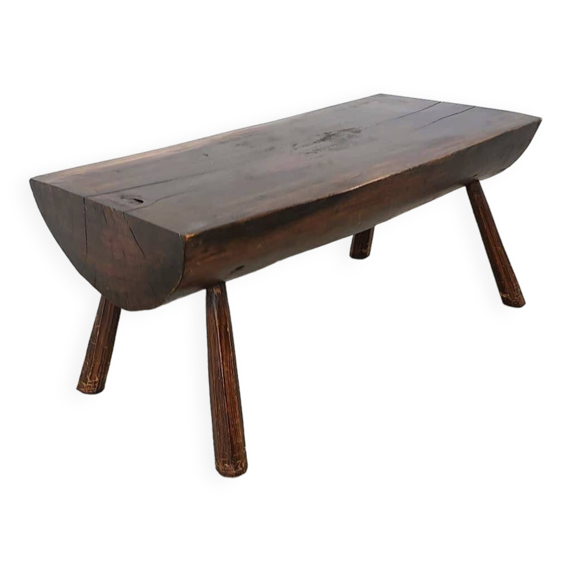 Solid wooden brutalist coffee table, 1960s