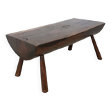 Table basse brutaliste en bois massif, années 1960