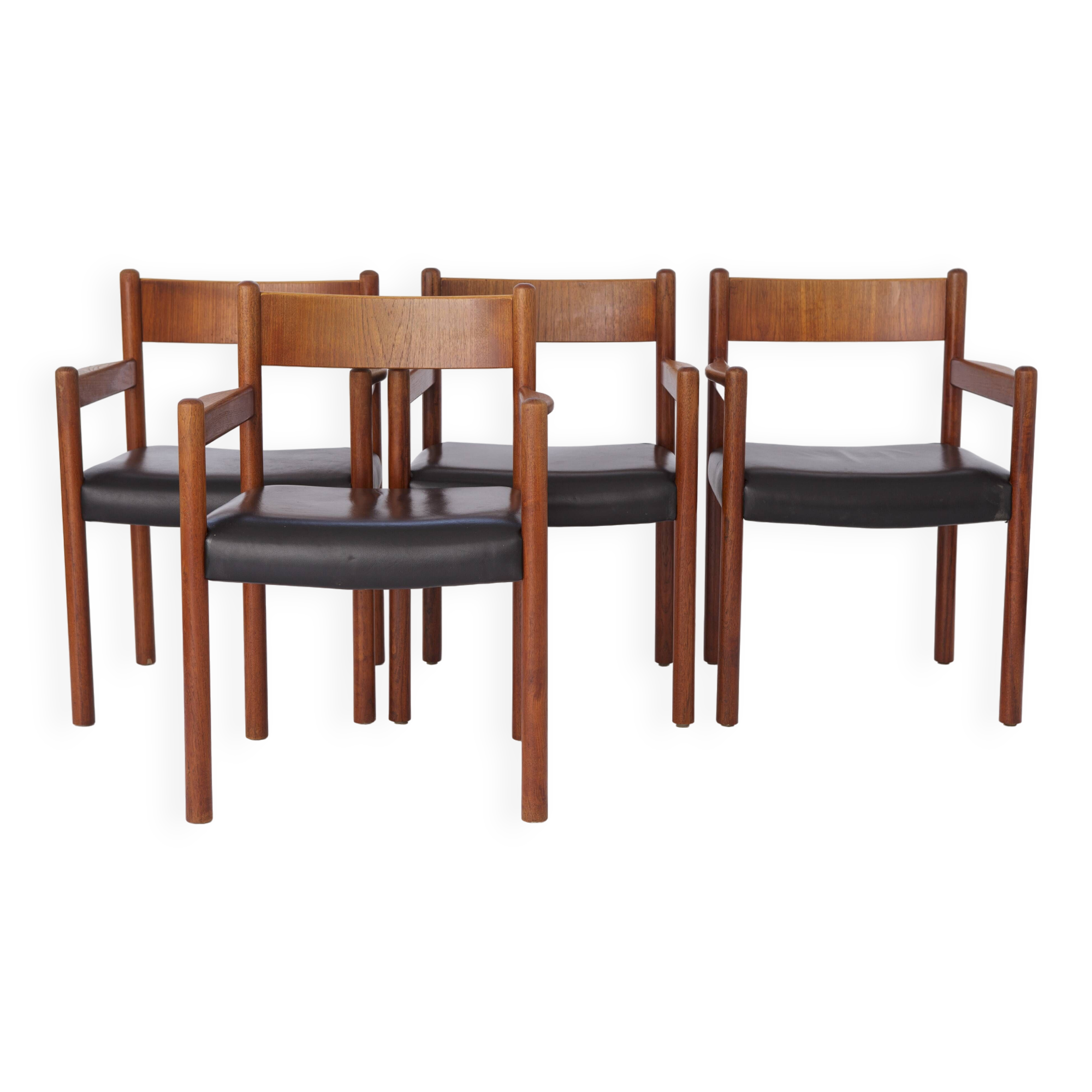 4 of 8 Vintage Armchairs, 1960s, Danish, Teak