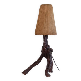 Lampe organique en bois et corde 1950