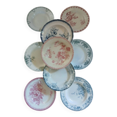 9 assiettes creuses anciennes dépareillées 