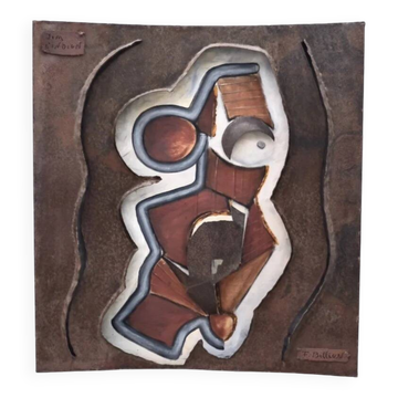 Painting and wall sculpture "Indian Jim" by F. Billion