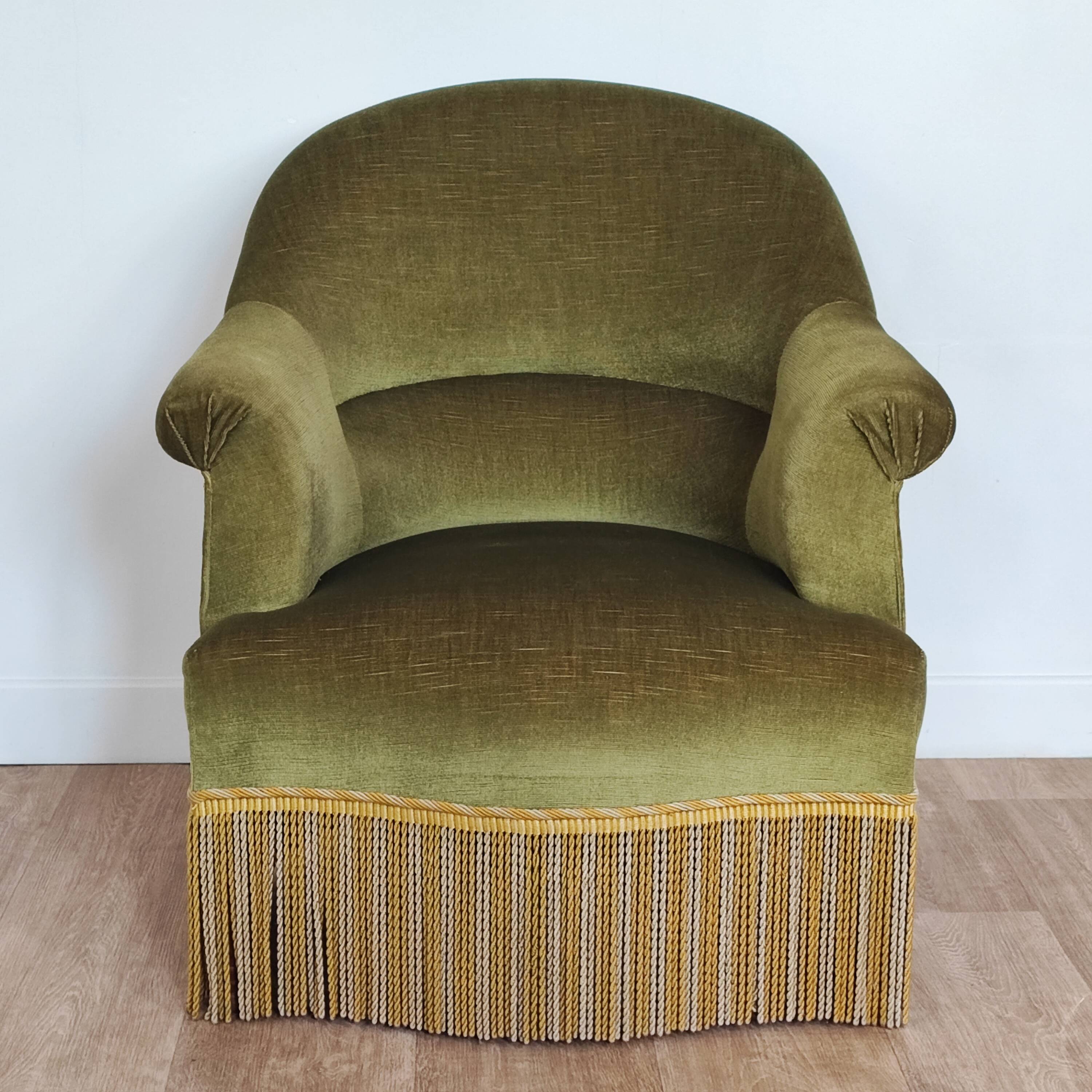 Pair of velvet toad armchairs