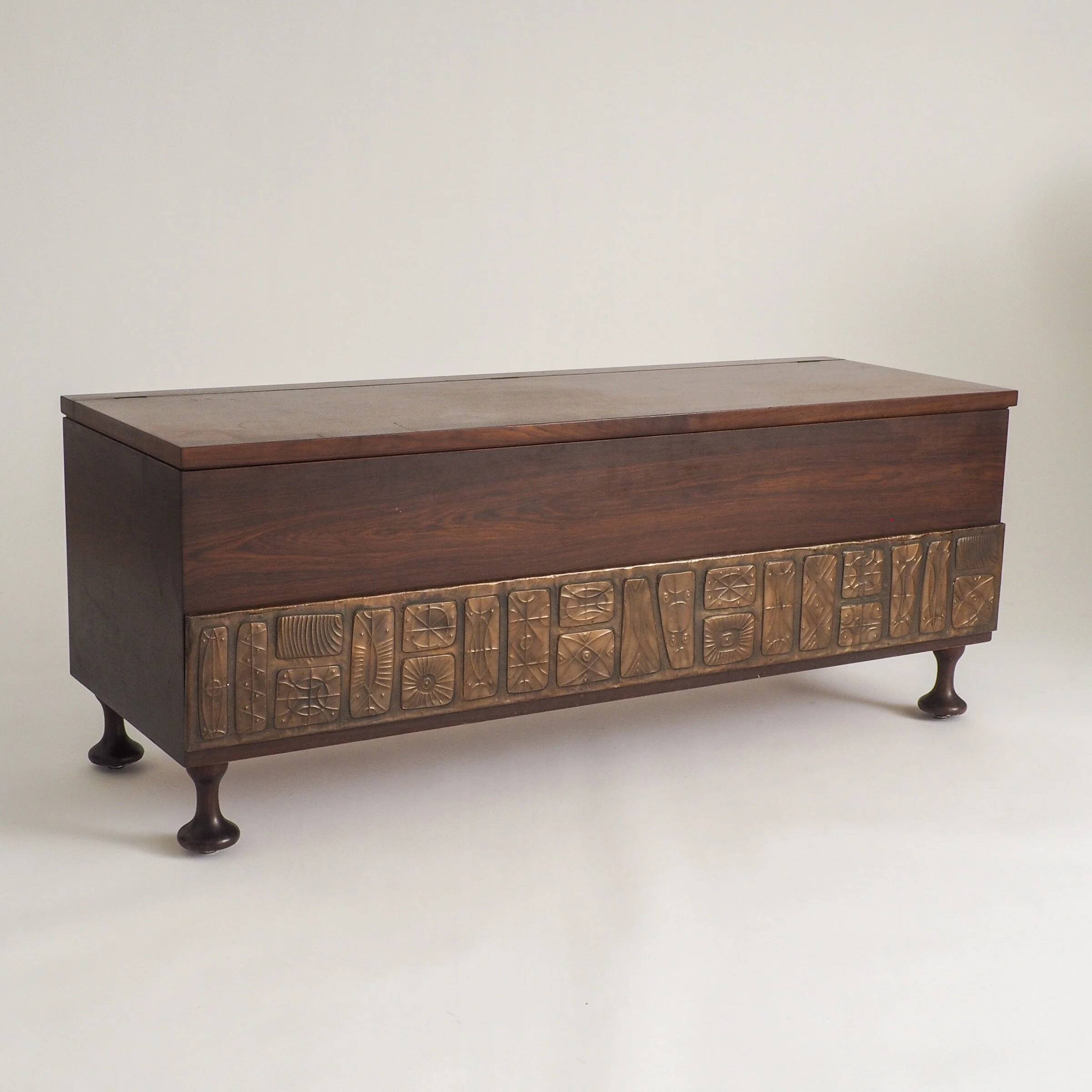 Italian brutalist rosewood chest by Santambrogio & De Berti