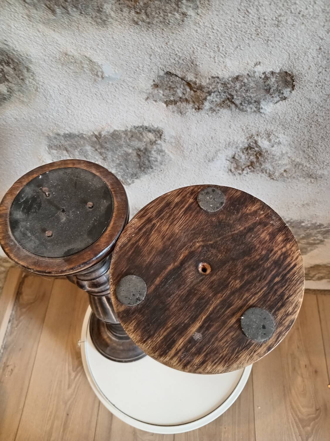 Pair of wooden candlesticks