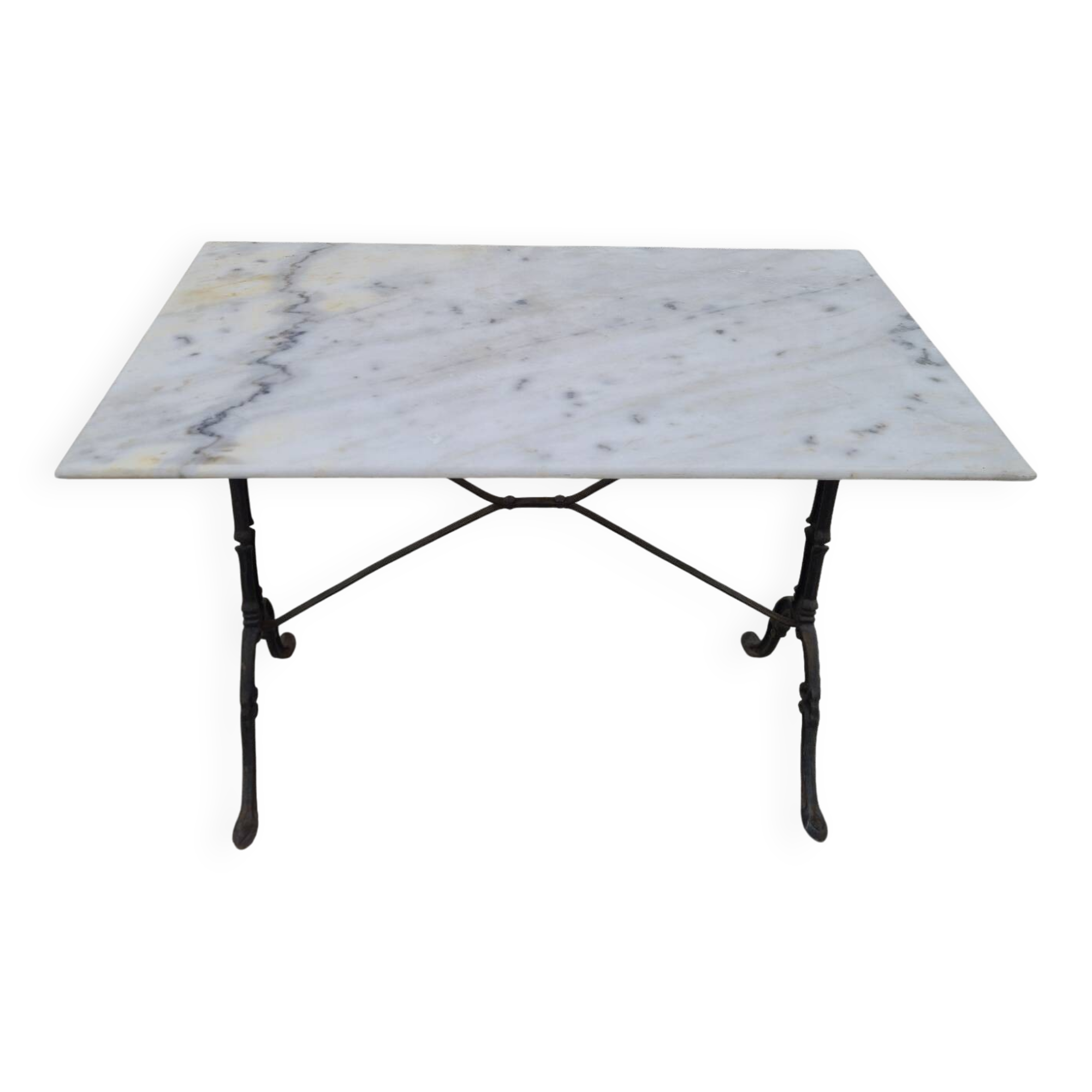 Antique cast iron and marble bistro restaurant table