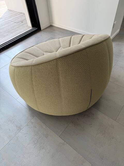 Cinna swivel armchair ottoman model - new condition - alcantara and fabric