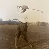 Ensemble de six photos authentique de golfeurs des années 1890 en noir et blanc