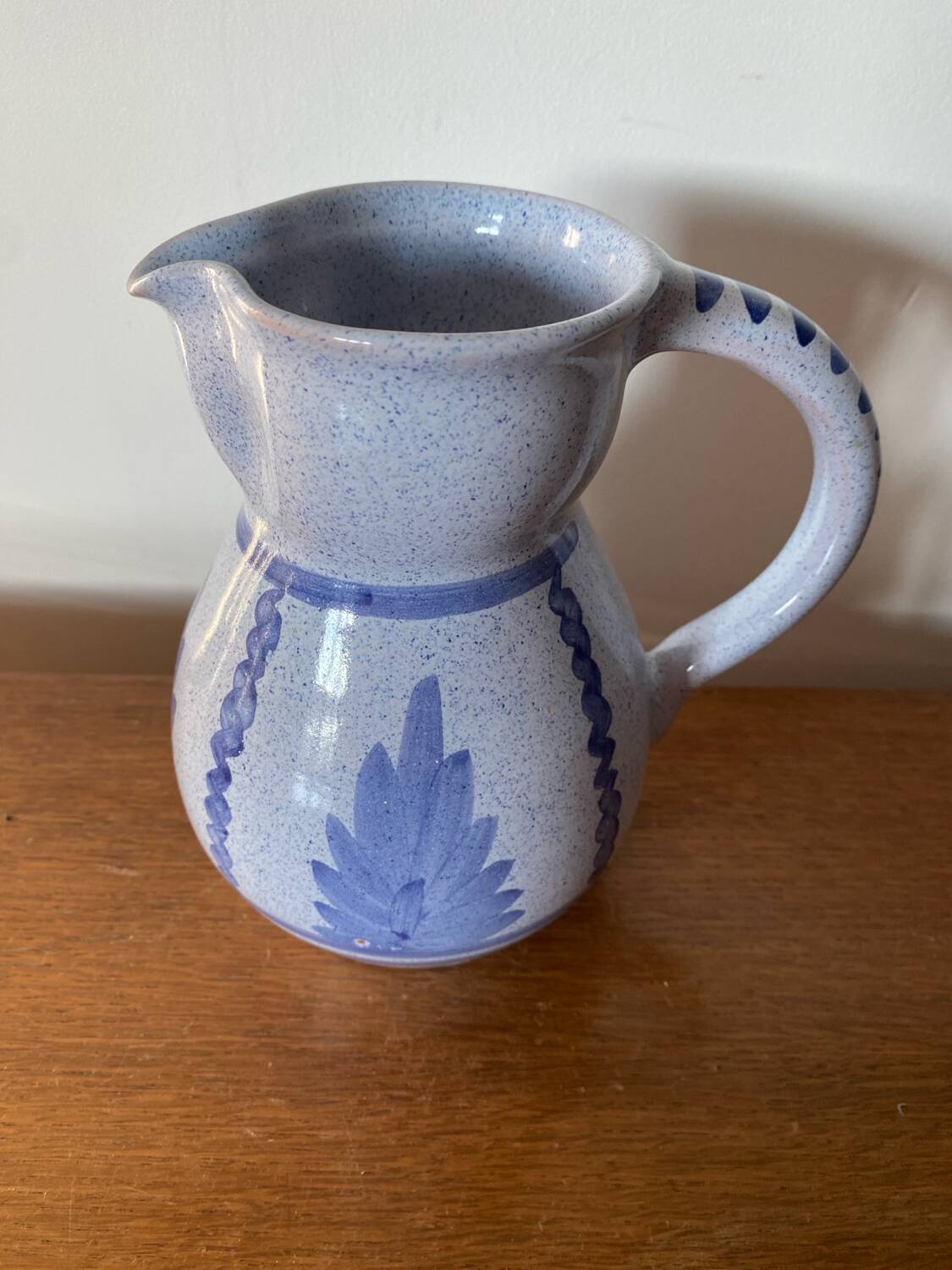 Antique blue glazed terracotta pitcher gaubert vintage kitchen