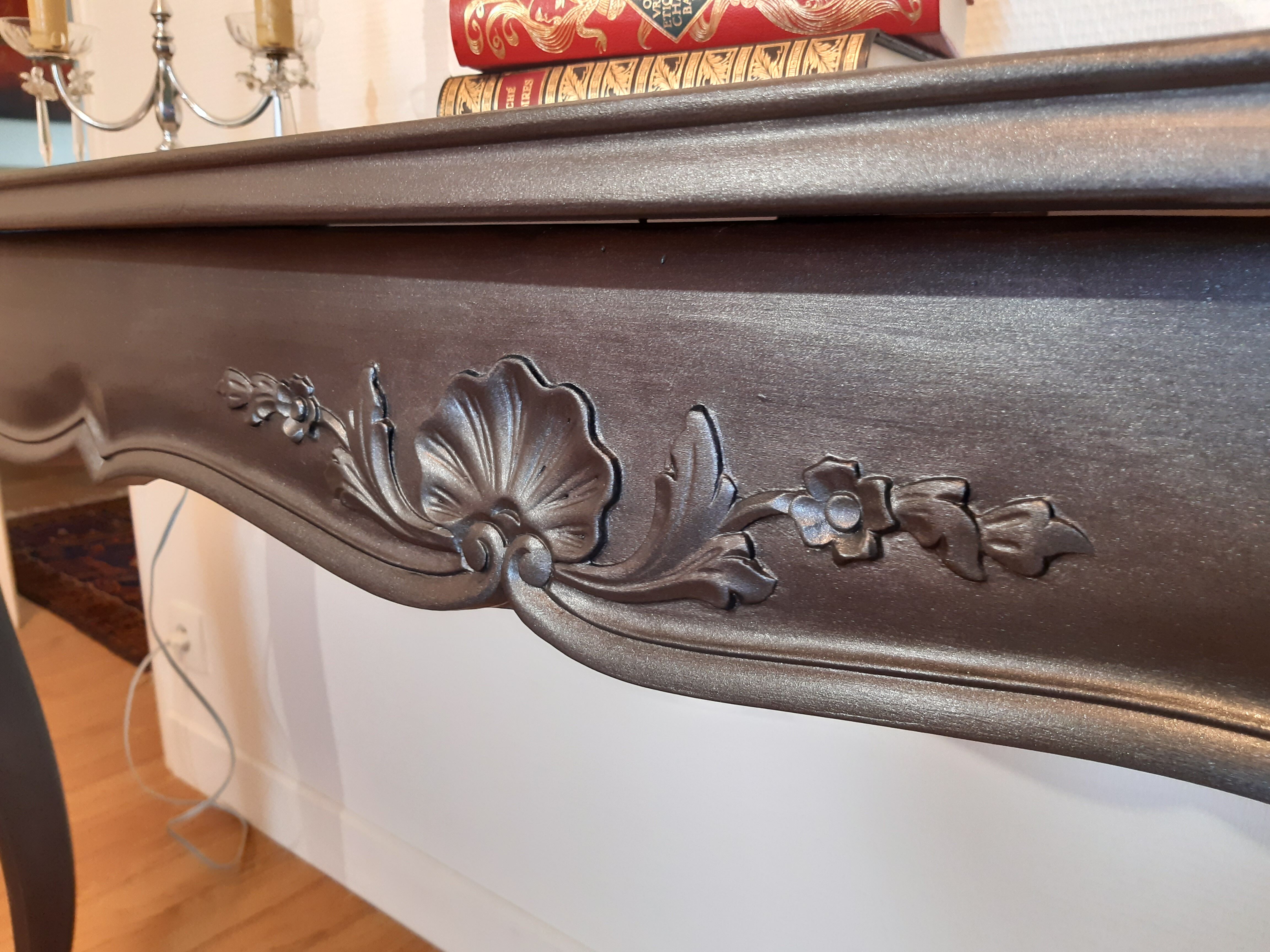 Louis XV-style black wall console