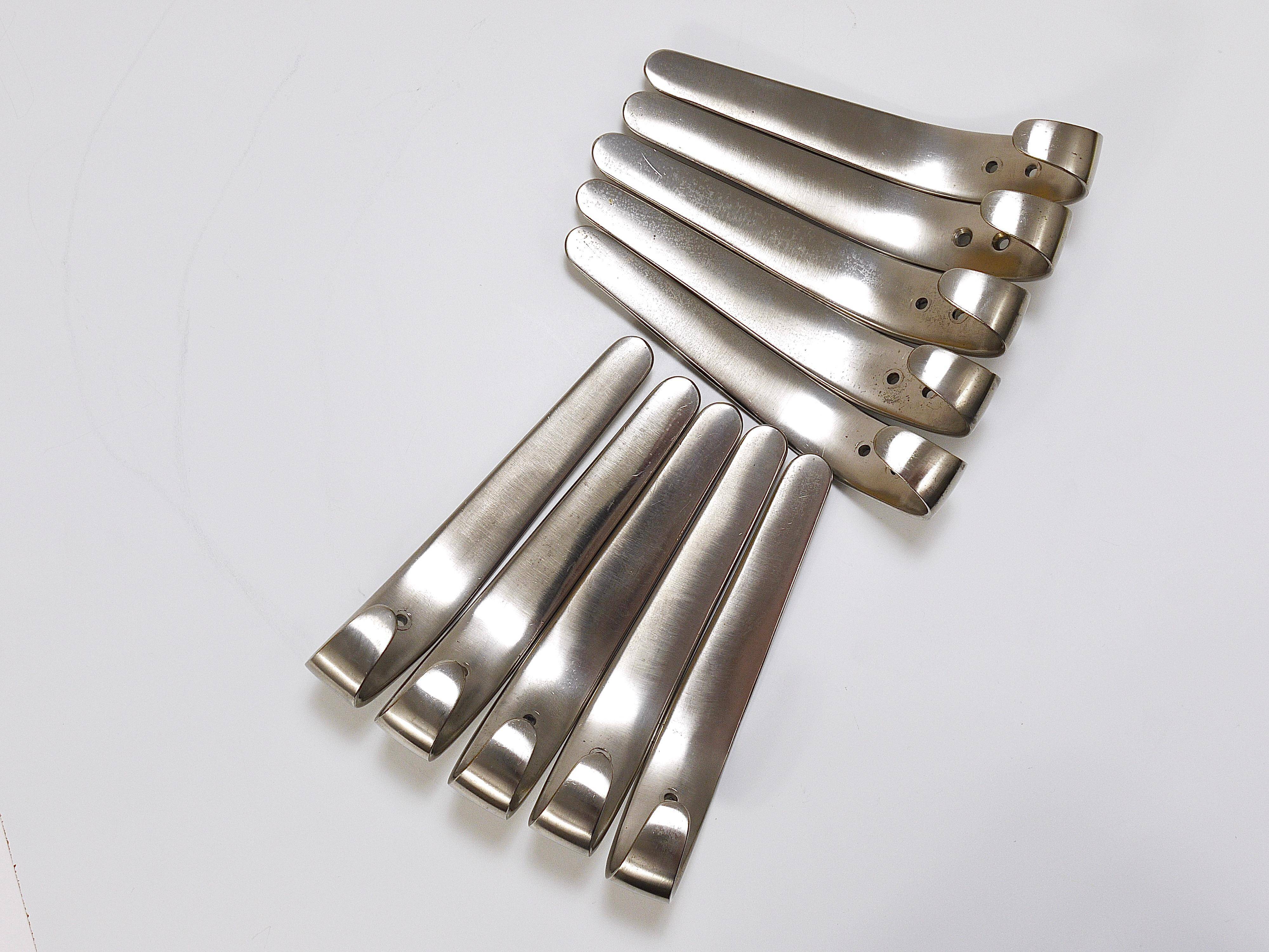 2 Vintage Nickel-Plated Wall Hooks in Brass by Carl Auböck II, Austria, 1950s