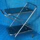Vintage folding server 1970 with 2 smoked glass trays