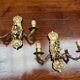 Pair of Louis XV style wall lights. Solid gilded bronze.