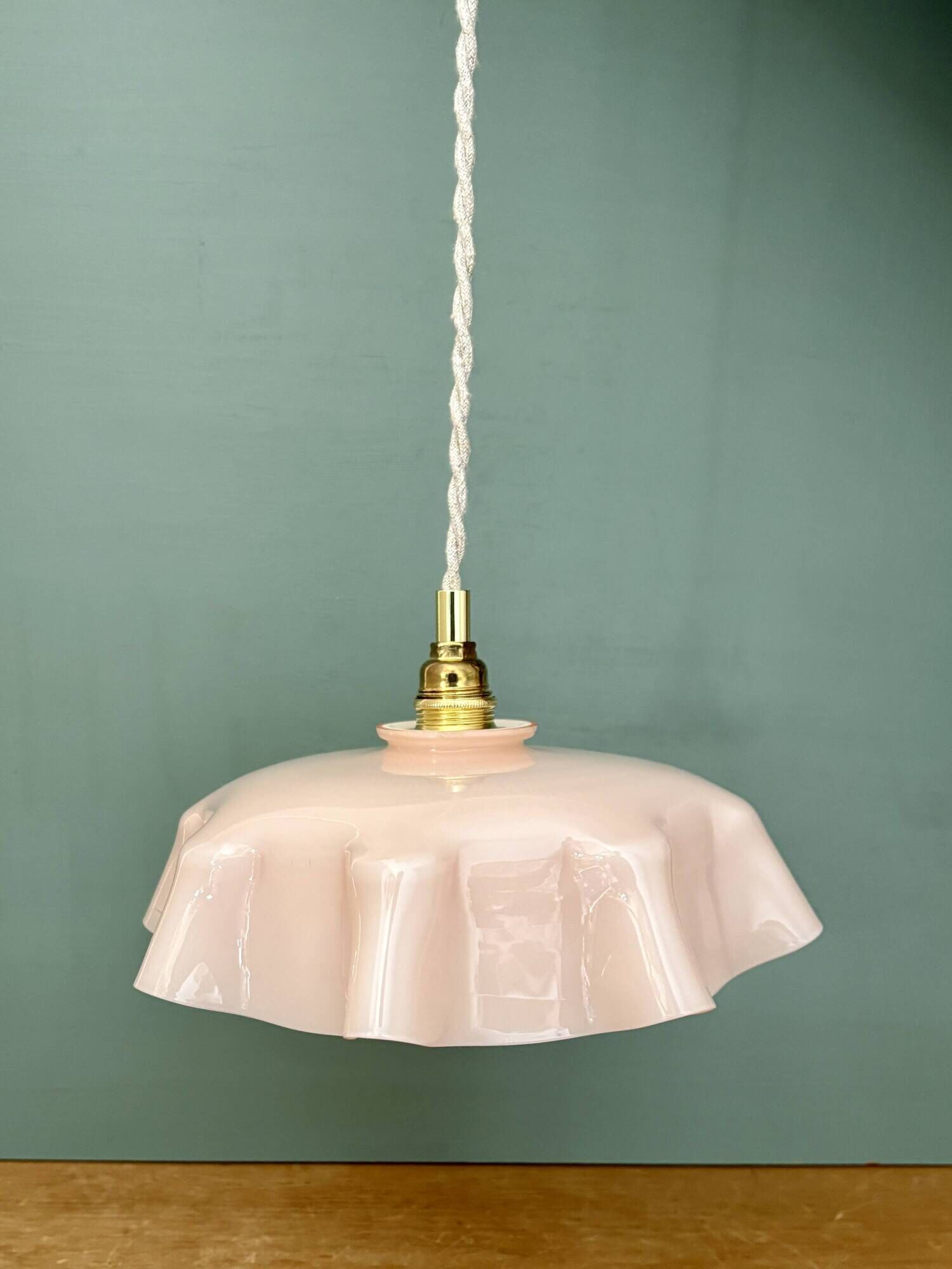 Vintage pink opaline pendant light