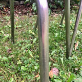 2 blue formica chairs