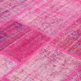 Handwoven oriental vintage 206 cm x 304 cm pink patchwork rug