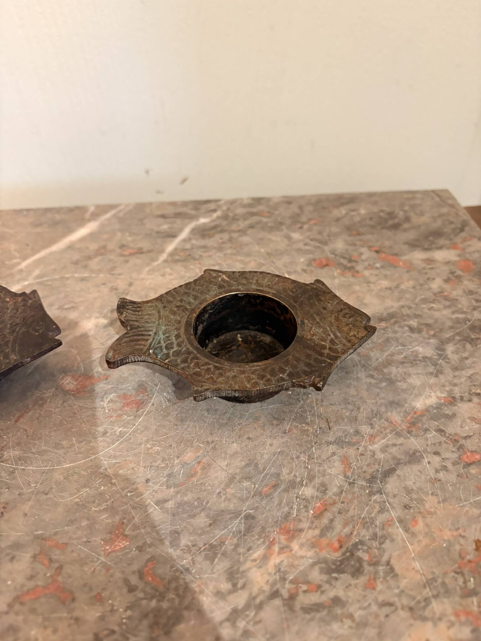 Indian Nepalese Buddhist Bronze Fish Vishnu Candle Holder Lantern